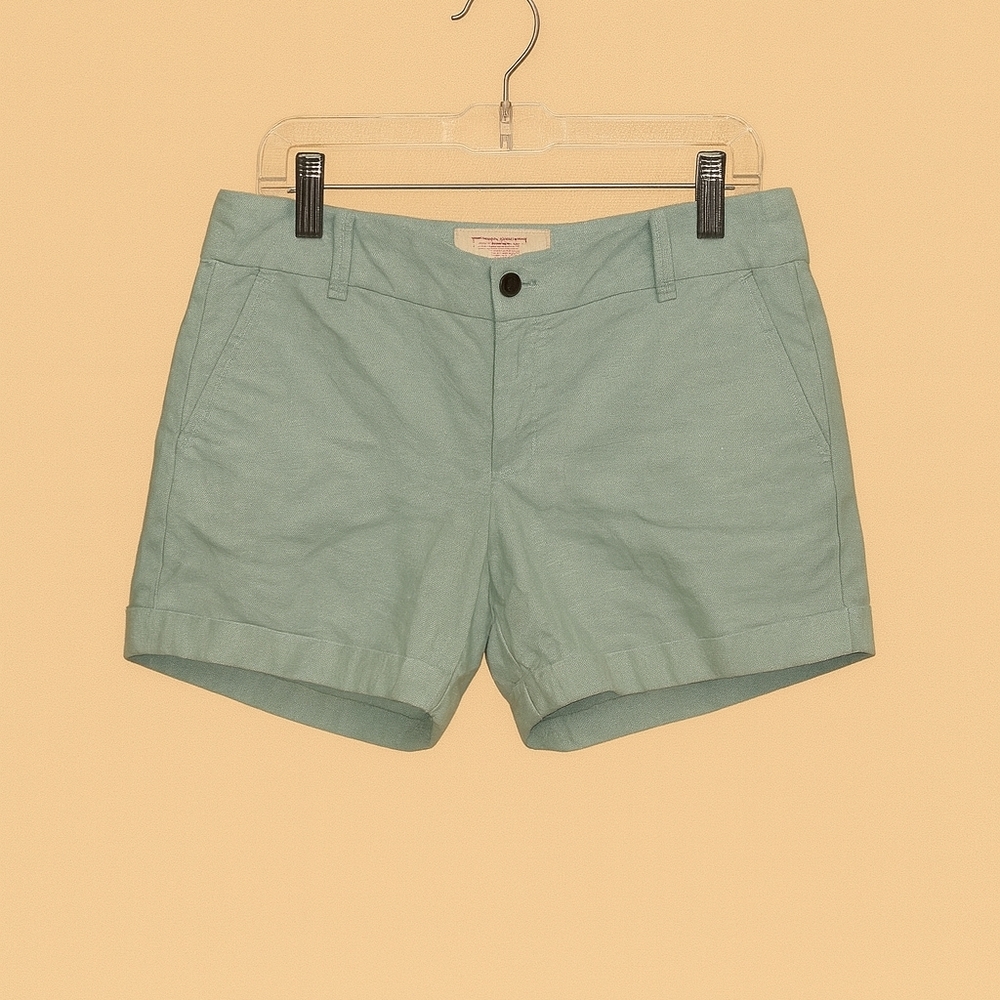 J Crew Weathered Women's Cotton Light Blue Broken In Chino Shorts Size 4